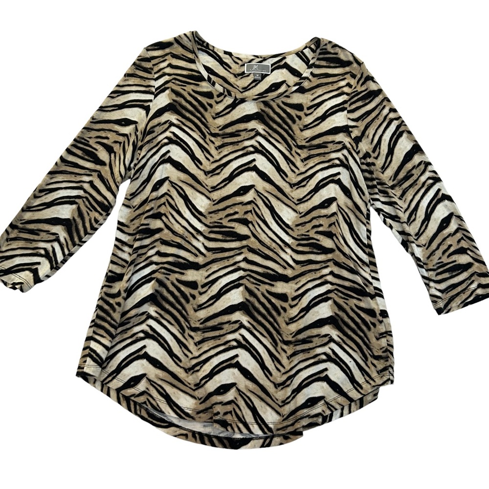 JM Collection Printed 3/4 Sleeves Top M